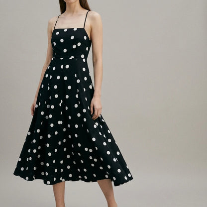 Classic polka dot neck dress for summer — lifestyle