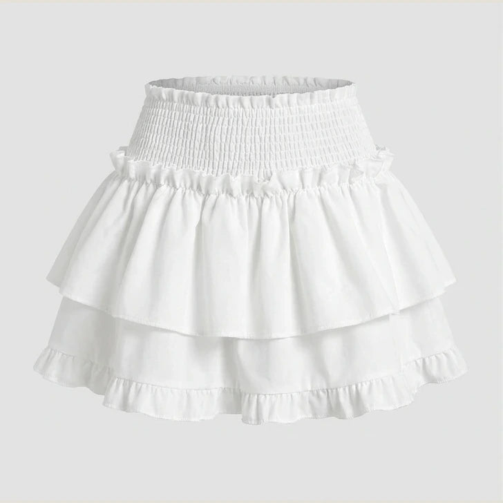 Mini Skirt Cute Sexy Balletcore Elastic High Waist Ball Gown Ruffle Patchwork Lolita Skirt Short Korean Sweet Y2K Women Clothing — product_only_front