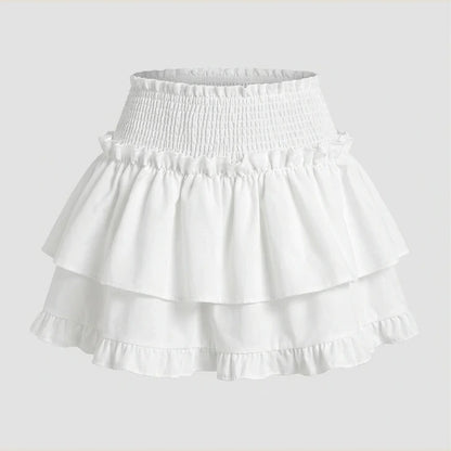 Mini Skirt Cute Sexy Balletcore Elastic High Waist Ball Gown Ruffle Patchwork Lolita Skirt Short Korean Sweet Y2K Women Clothing — product_only_front