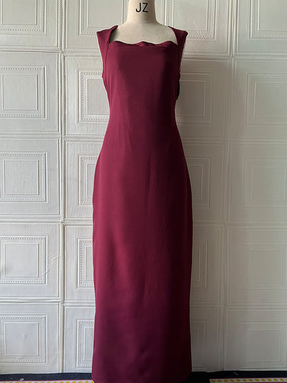 Light Yellow Strap Fishtail Dress, Slim Fit Maxi, Sexy Sleeveless Summer Dress, Elegant Polyester Party Gown