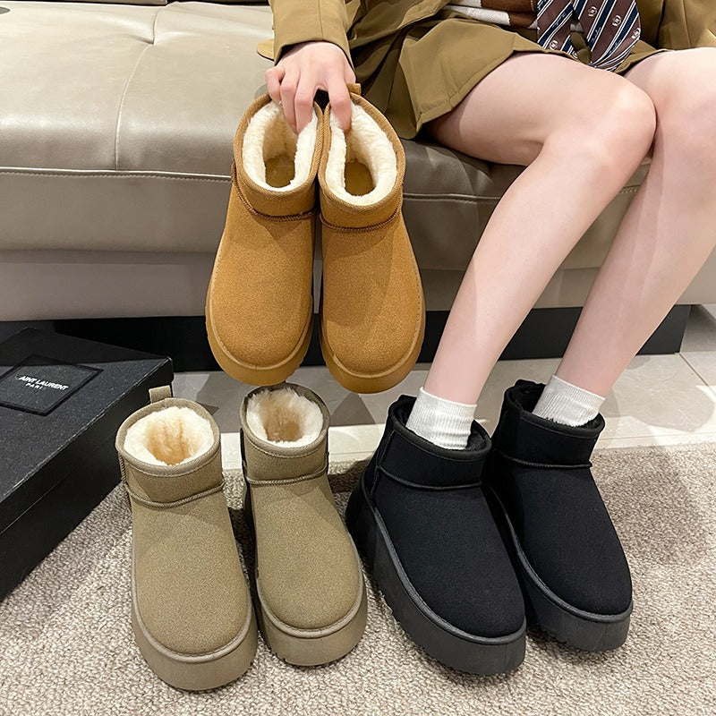 Women ankle 4.5cm rubber boots with fur platform fashion boots