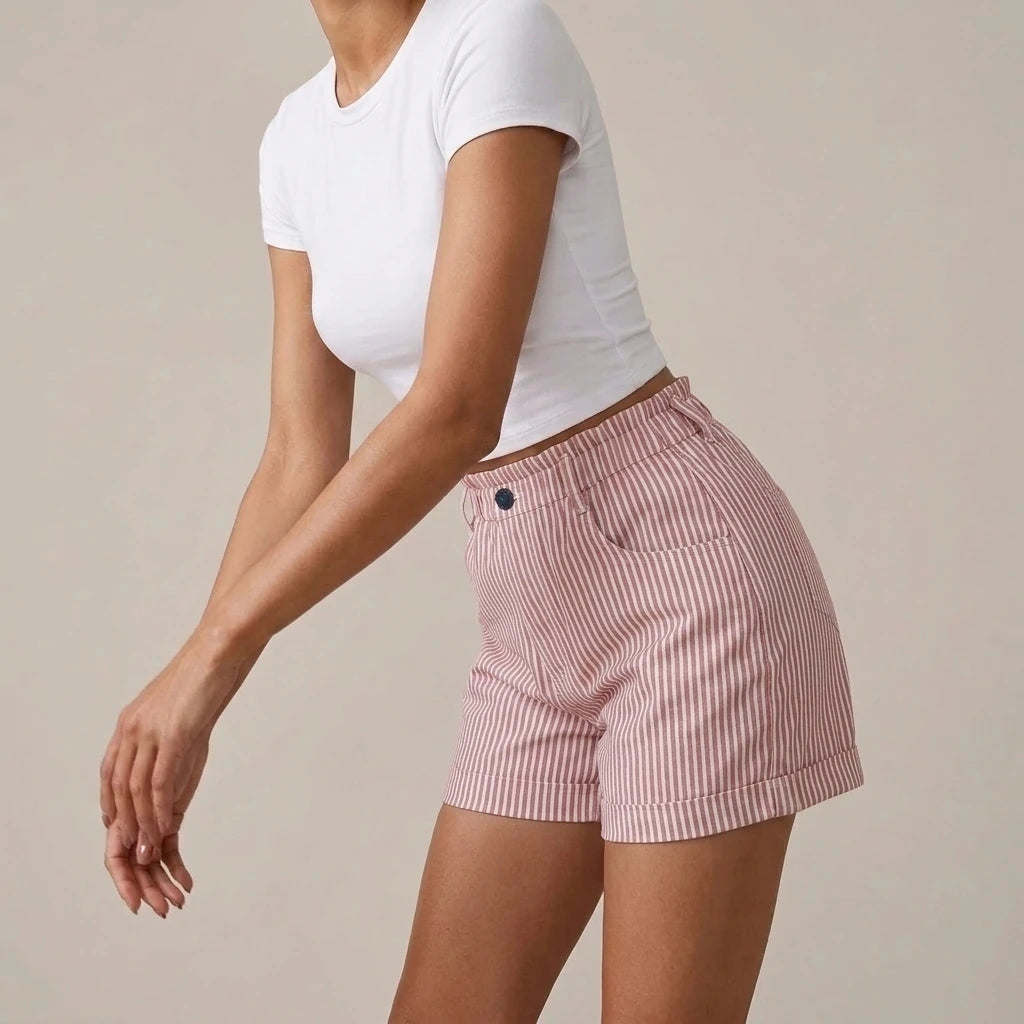 High Waist Striped Shorts — variant_front