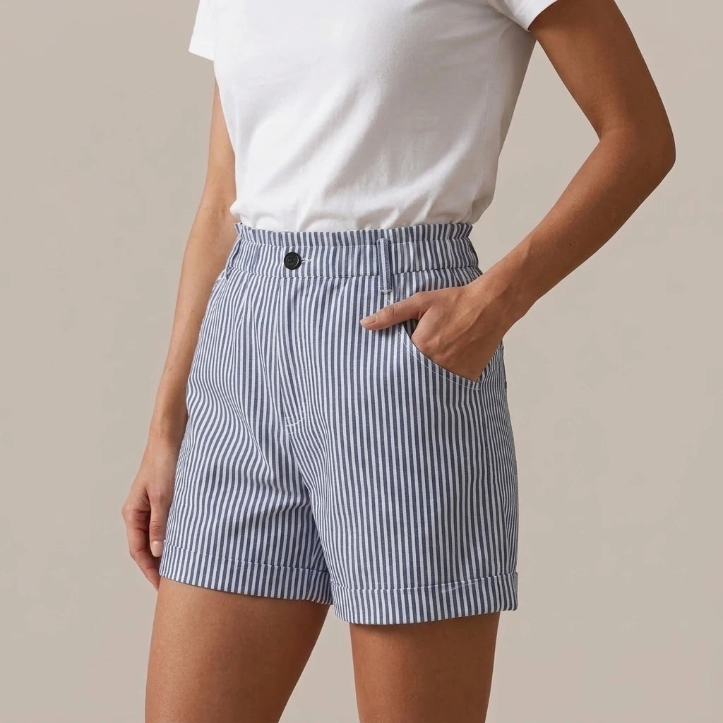 High Waist Striped Shorts — variant_front