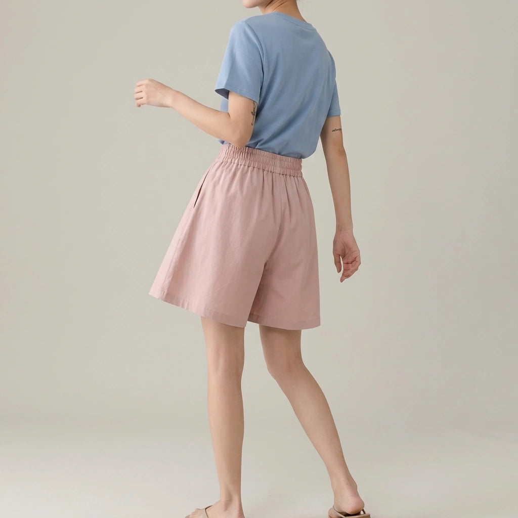 High-Waist Slimming Loose Wide-Leg Elastic Sports Pants Versatile Casual Plus-Size  Shorts Women Trendy — variant_front