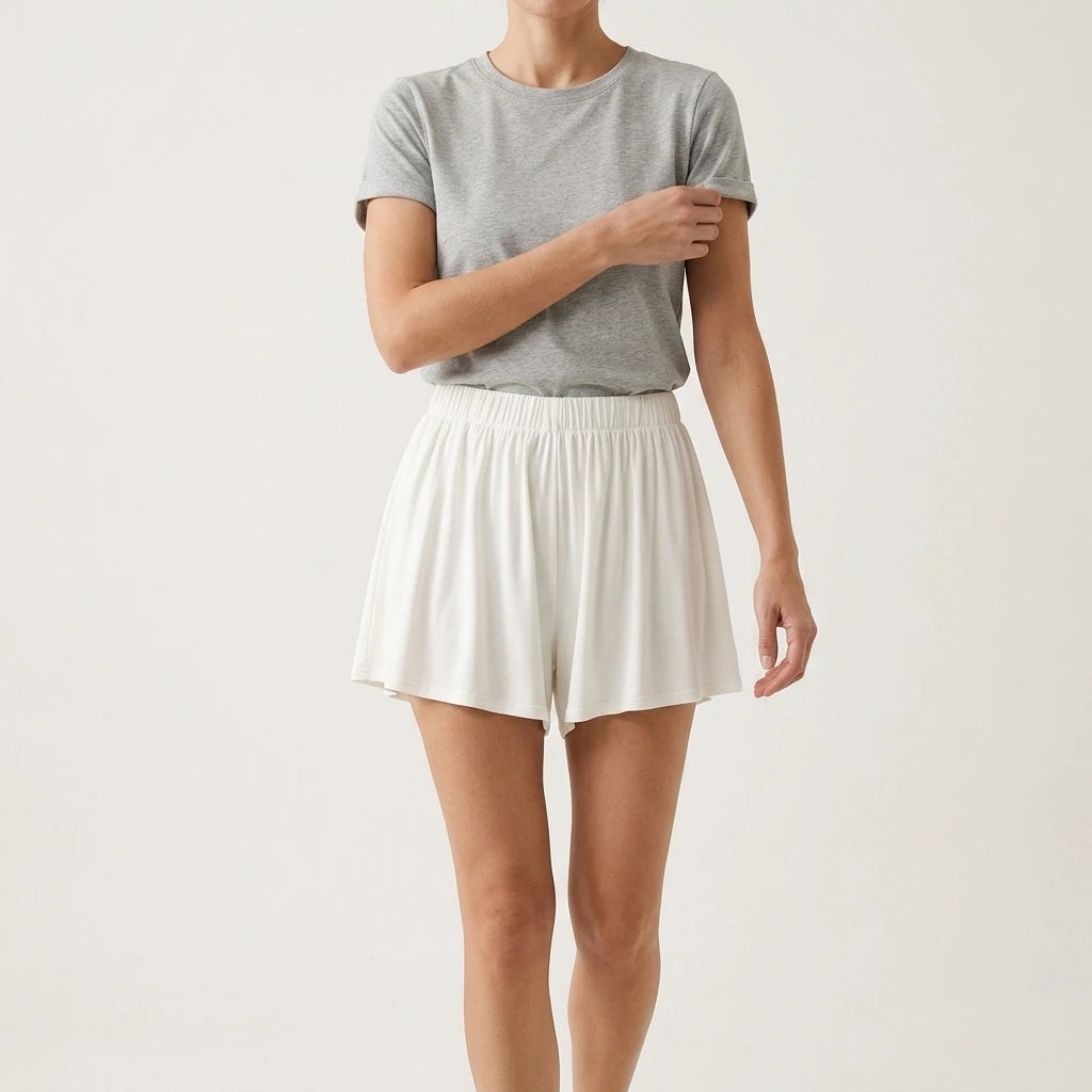 Elastic High Waist Loose Wide Leg Sports Shorts — variant_front