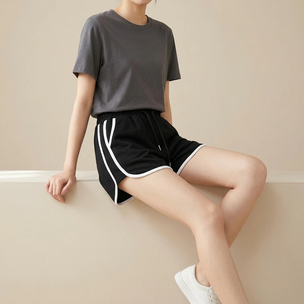 Style Casual Sports Shorts for Women, Loose and Comfortable Lounge Pants, Wide-Leg Shorts — variant_front