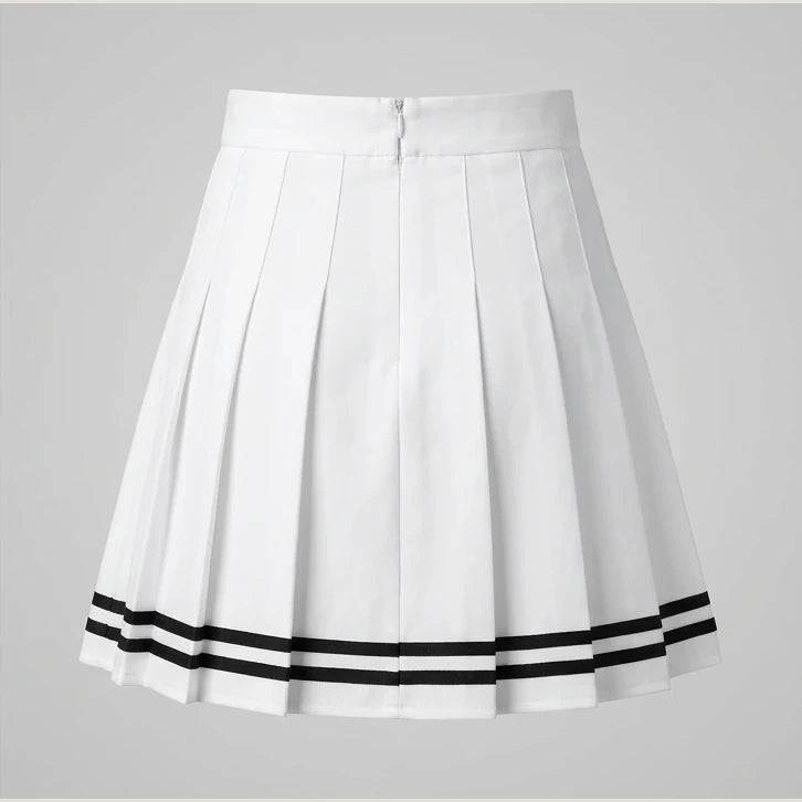 Fashion Preppy Style Pleated Skirts Women 2025 Spring Summer New A Line Short Dress Sweet Girl High Waist Petchwork Skirt Street — product_only_back