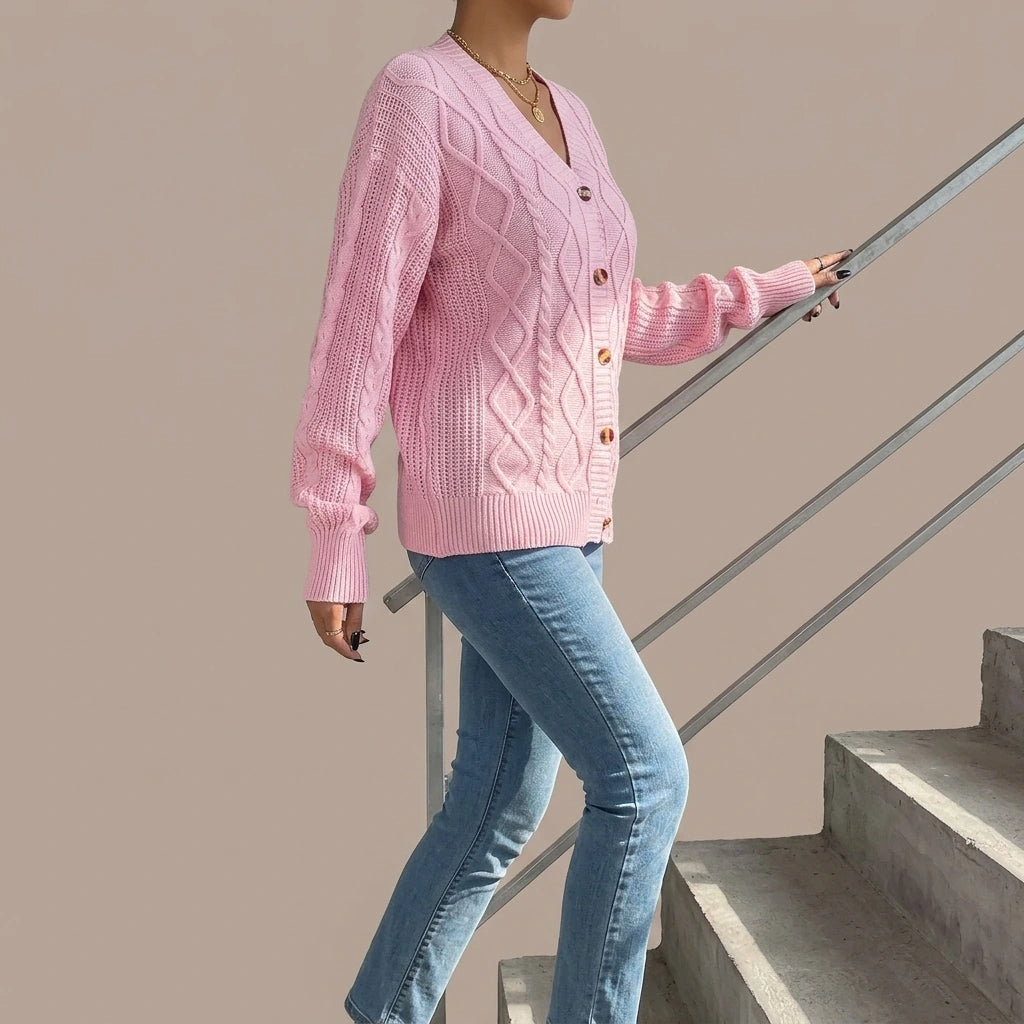 Cable-Knit Long Sleeve Cardigan — lifestyle