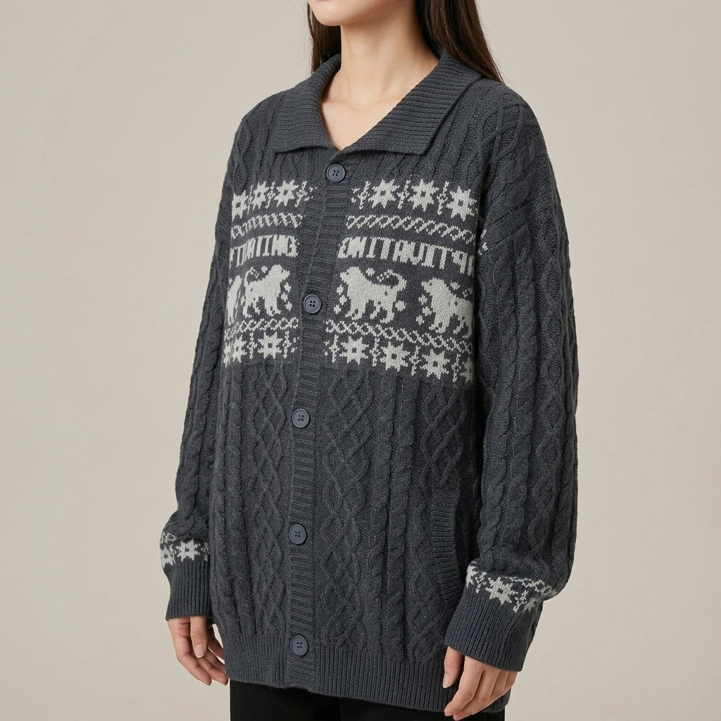 Isle Knit Cardigan for Women Chunky Cable Knit Oversized Relaxed Fit — lifestyle