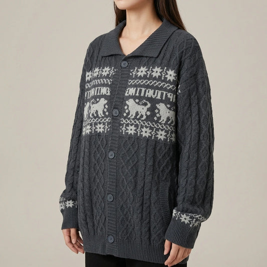 Isle Knit Cardigan for Women Chunky Cable Knit Oversized Relaxed Fit — lifestyle