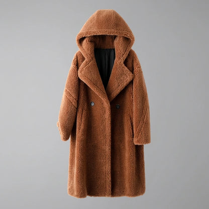 Teddy Bear Coat Female Winter New Sheep Shearling Medium-Length Section Lamb Fur One Fur Coat — variant_front