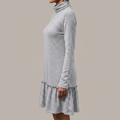 Frill Turtleneck Long Sleeve Dress — lifestyle