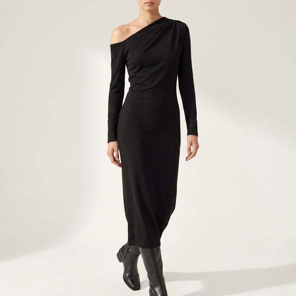 Long Dress Woman Asymmetric Midi Dresses for Women  Autumn Long Sleeve Office Bodycon Dress Female Party Dress — lifestyle