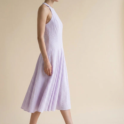 Plaid hanging neck dress for summer — lifestyle_lead