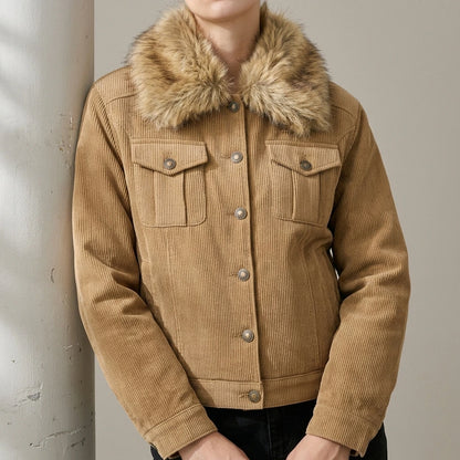 Corduroy cotton padded thick jacket — lifestyle