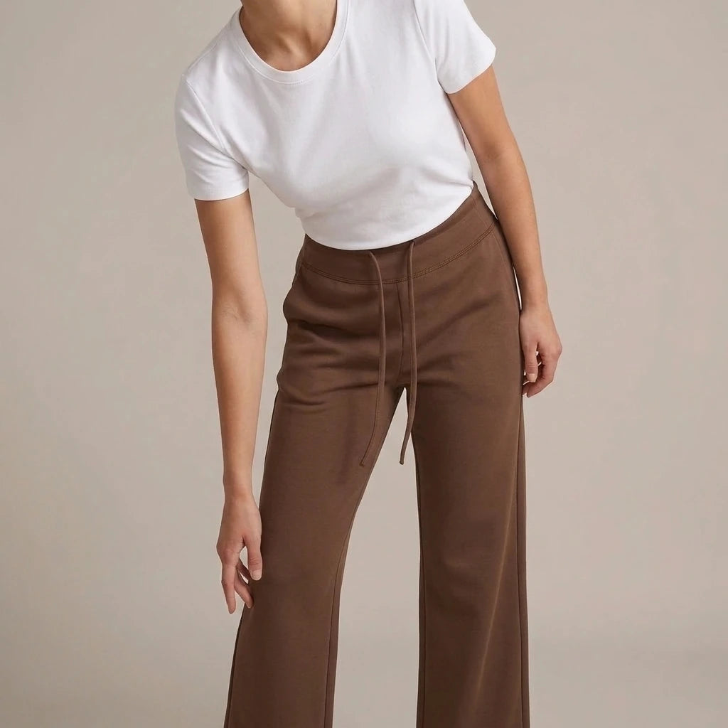 Yoga drawstring high waist wide leg walking pants casual pants — variant_front