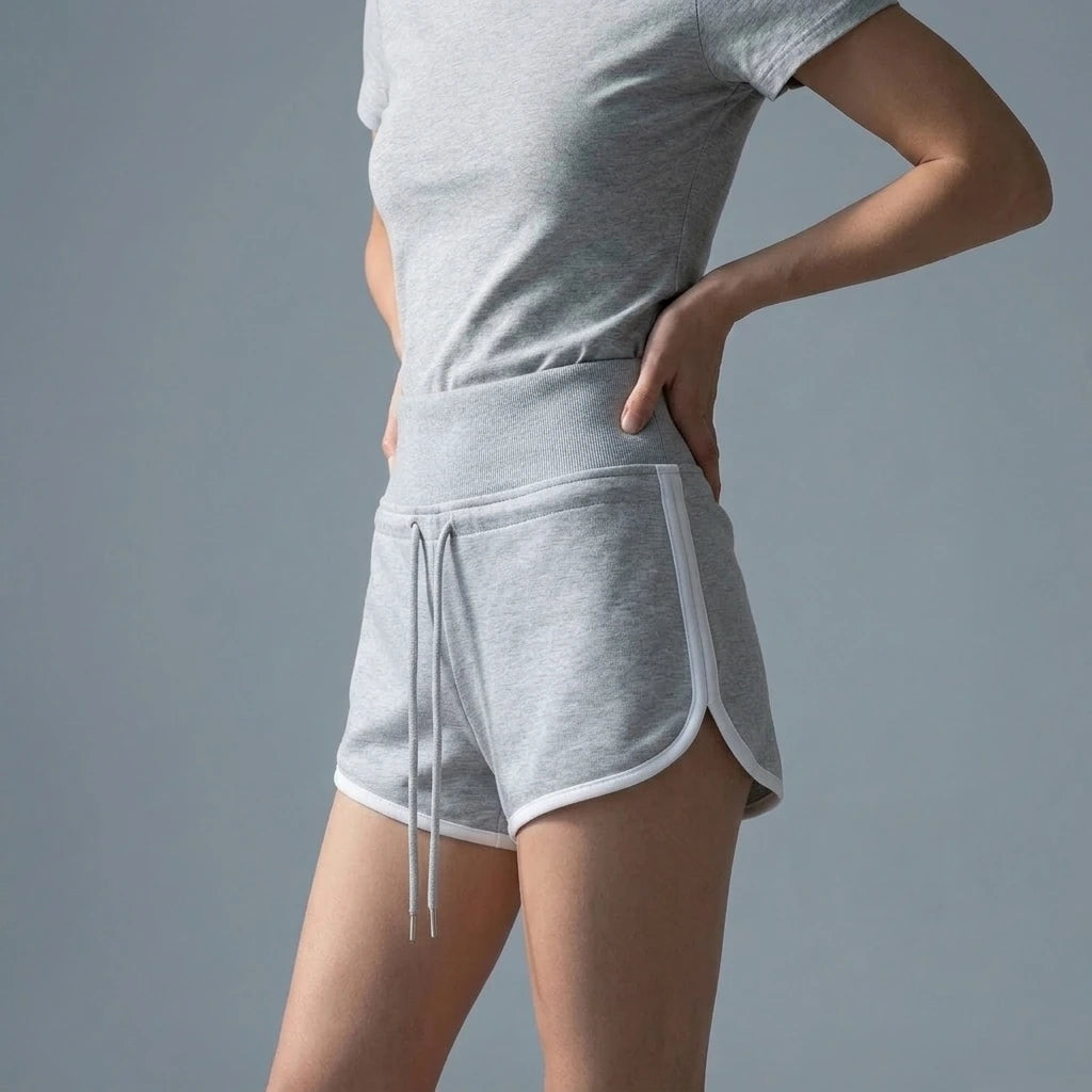 High Waist Wide Waistband Color Block Shorts for Sports and Leisure — variant_front