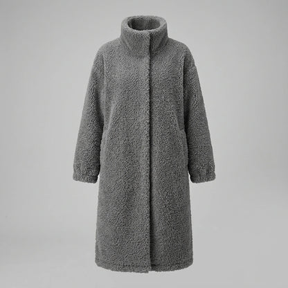 Maillard Little Teddy sheep wool stand collar coat long sheep shearling lamb fur coat thick loose — variant_front