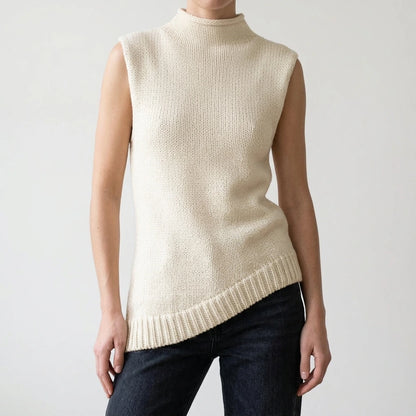 Asymmetric sleeveless knitted vest — lifestyle