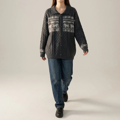 Isle Knit Cardigan for Women Chunky Cable Knit Oversized Relaxed Fit — lifestyle