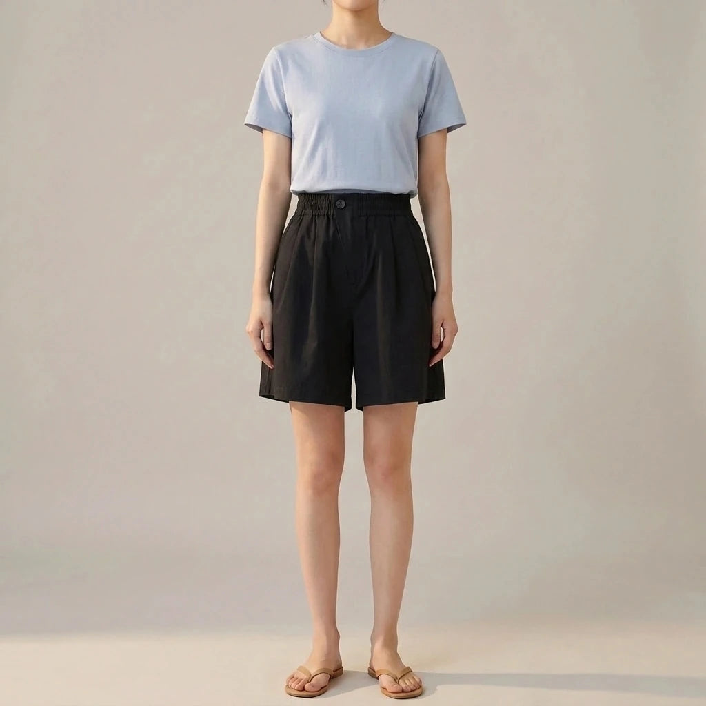 High-Waist Slimming Loose Wide-Leg Elastic Sports Pants Versatile Casual Plus-Size  Shorts Women Trendy — variant_front