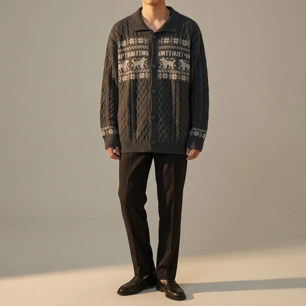 Isle Knit Cardigan for Women Chunky Cable Knit Oversized Relaxed Fit — lifestyle