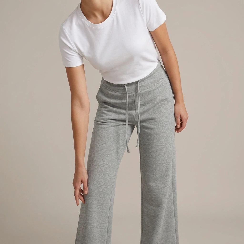Yoga drawstring high waist wide leg walking pants casual pants — variant_front