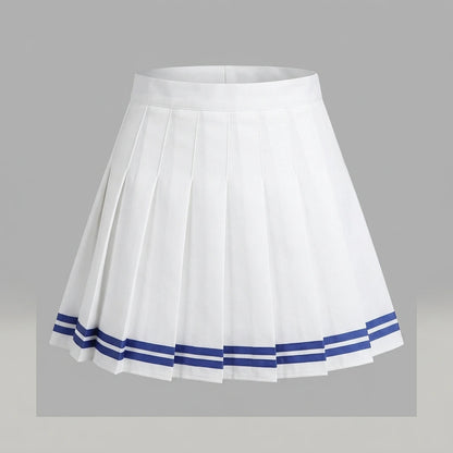 Fashion Preppy Style Pleated Skirts Women 2025 Spring Summer New A Line Short Dress Sweet Girl High Waist Petchwork Skirt Street — variant_front