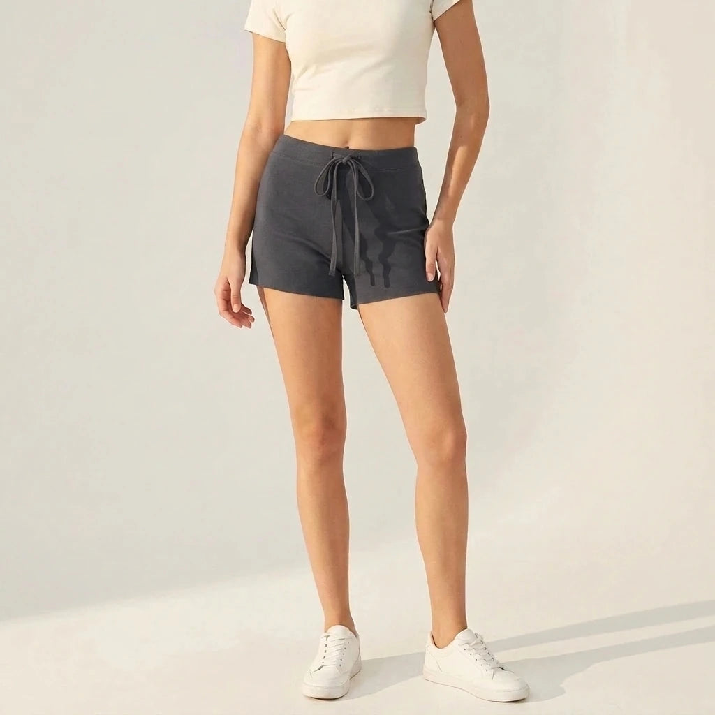 High-waist Cotton Drawstring Shorts High-waist Fitted Shorts — variant_front