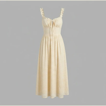 Women's solid color spaghetti strap dress, stylish sleeveless long dress, suitable for beach or casual outings. — variant_front
