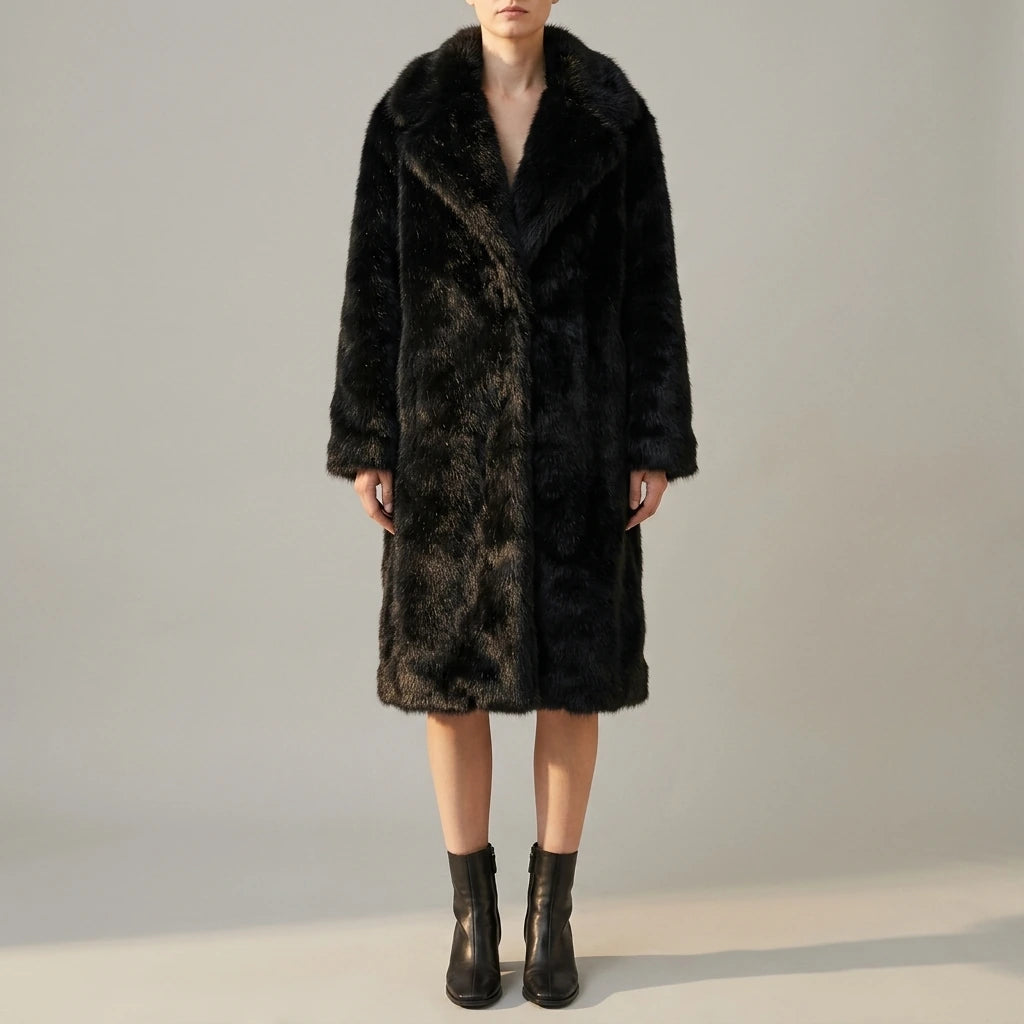 Collar faux fur coat jacket — lifestyle