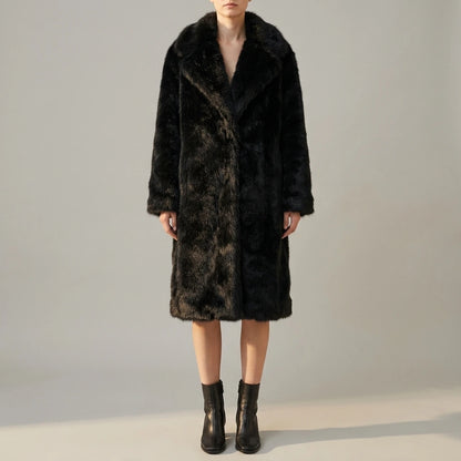 Collar faux fur coat jacket — lifestyle