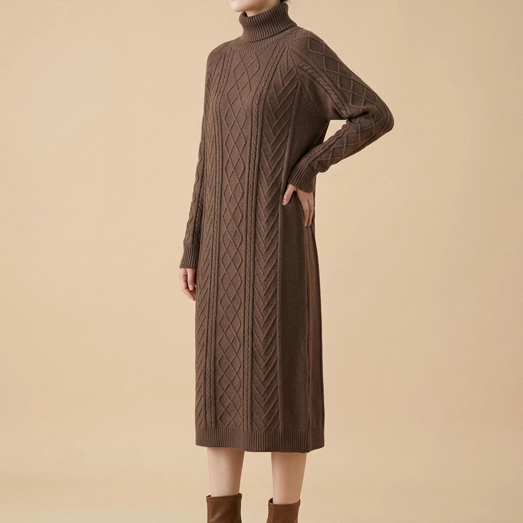 Highneck Sweater Dresses Women Female Sweater Dress — lifestyle