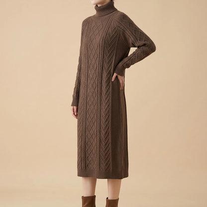 Highneck Sweater Dresses Women Female Sweater Dress — lifestyle