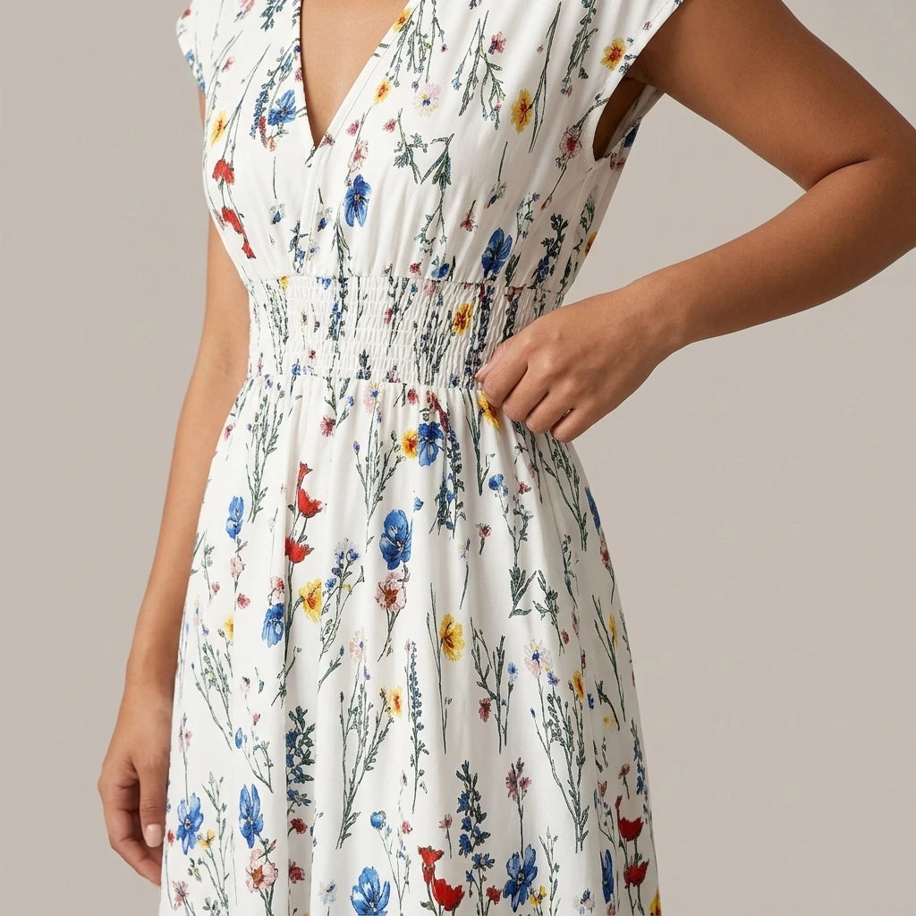 V-neck lace up dress — lifestyle