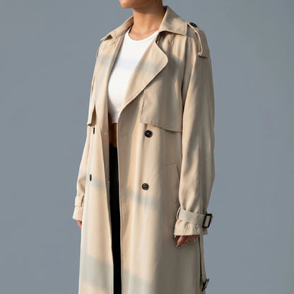 Collared Neck Long Sleeve Longline Trench Coat — lifestyle