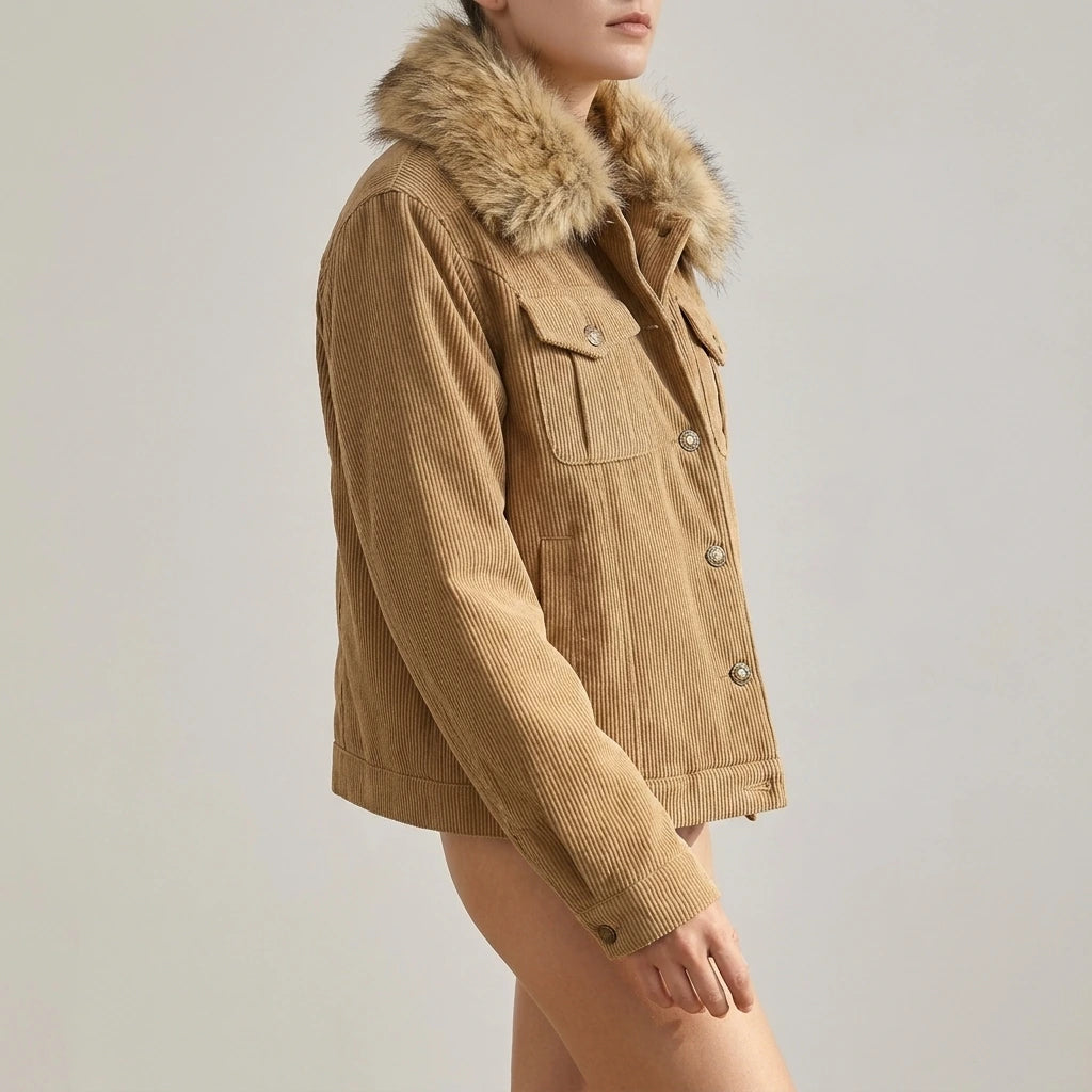 Corduroy cotton padded thick jacket — lifestyle