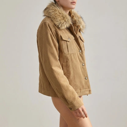 Corduroy cotton padded thick jacket — lifestyle