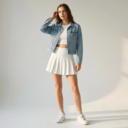 Zoki Sexy Women Pleated Skirts High Waist Summer Vintage Mini Skirts Korean Tennis Student White Designed Dance Skirt — lifestyle
