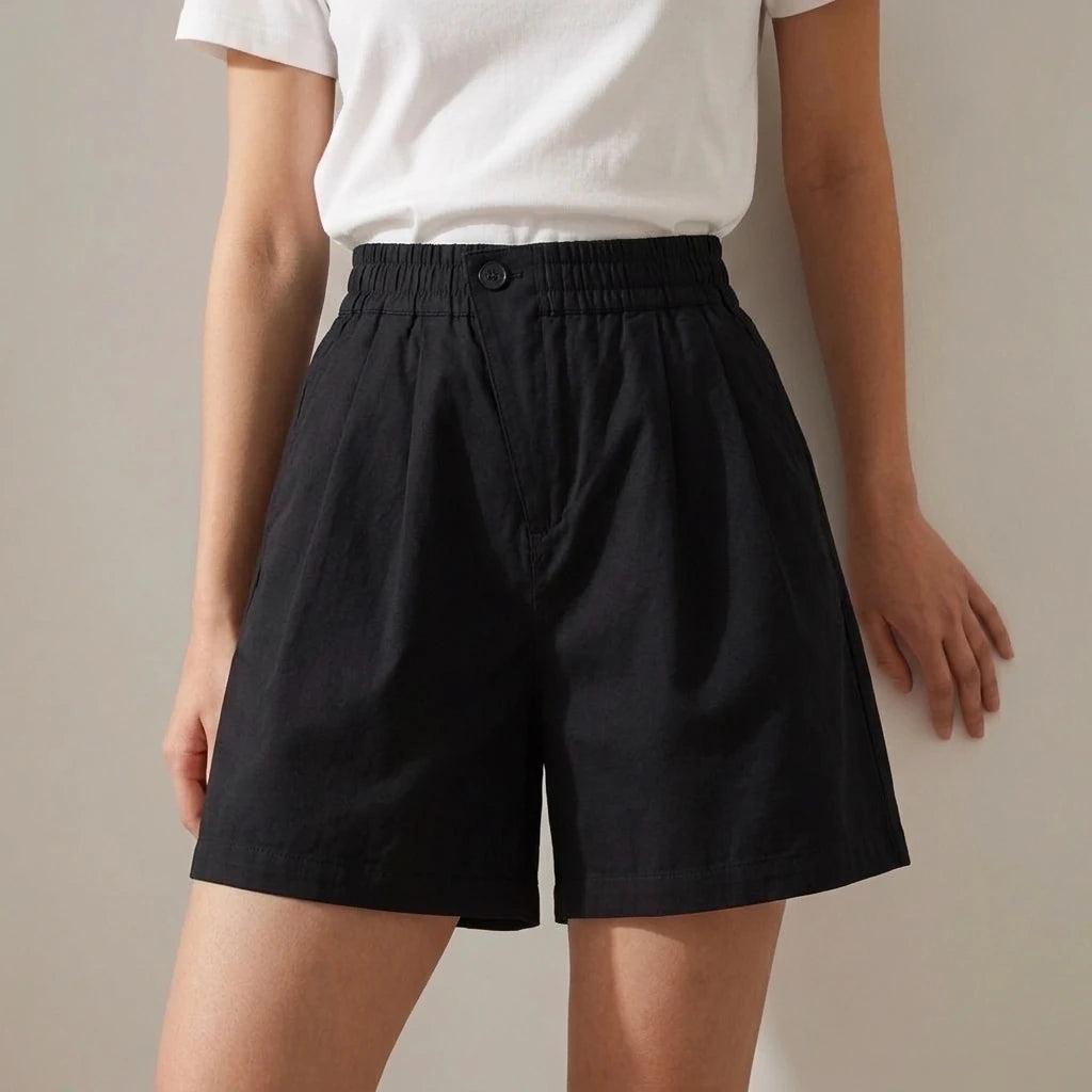 High-Waist Slimming Loose Wide-Leg Elastic Sports Pants Versatile Casual Plus-Size  Shorts Women Trendy — variant_front