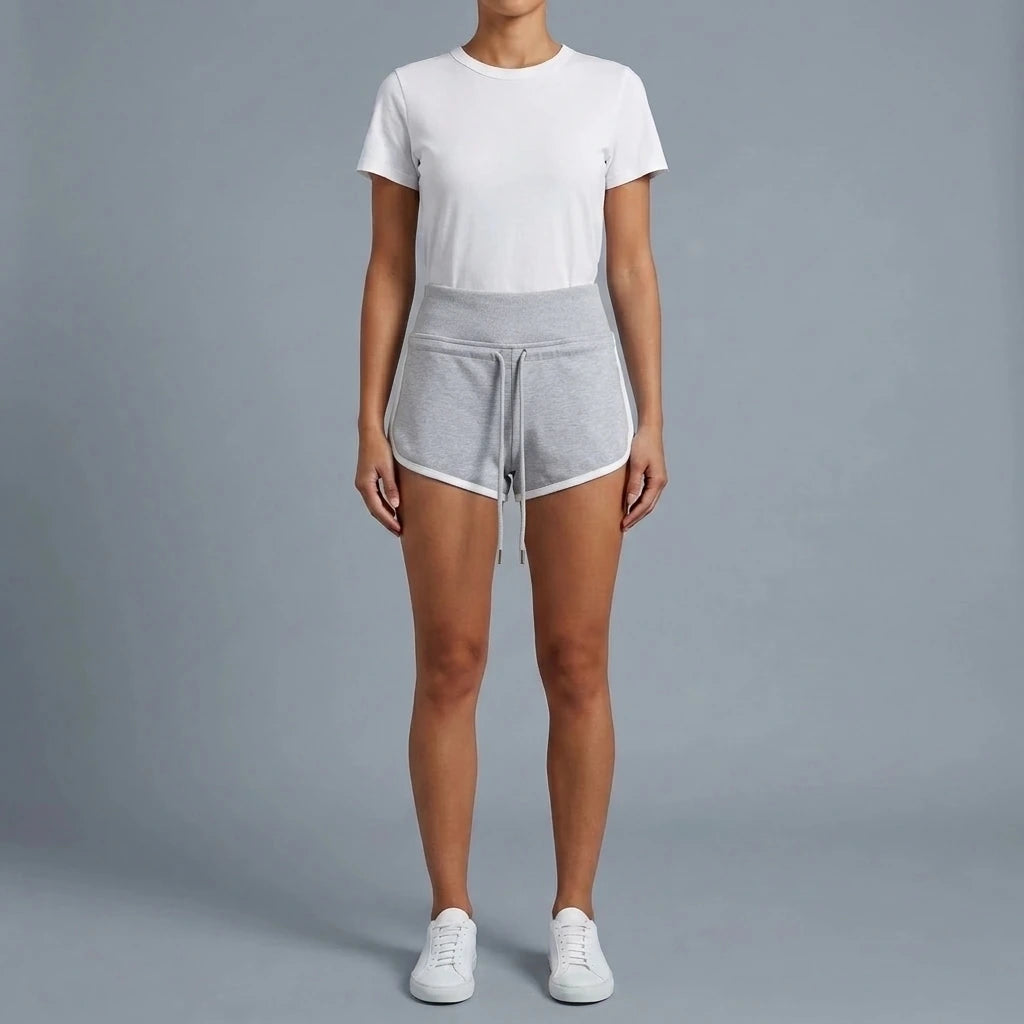 High Waist Wide Waistband Color Block Shorts for Sports and Leisure — variant_front