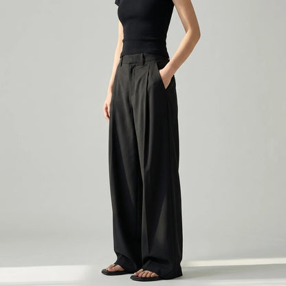 Women's Pants Pleated Tailored Knife-Edge Suit Casual Trousers — lifestyle