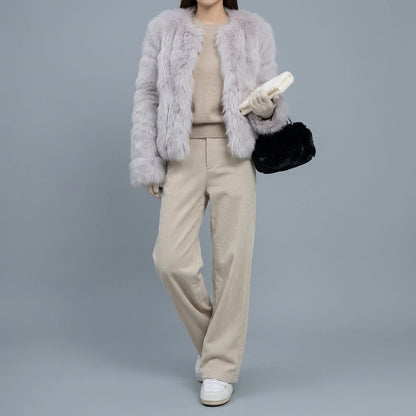 Corduroy Trousers Thick Silver Fox Fleece Long Pants — lifestyle