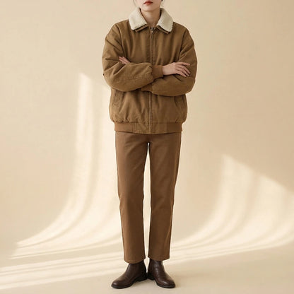 Collar  Faux shearling Stand-up collar Oversized  Jacket — lifestyle
