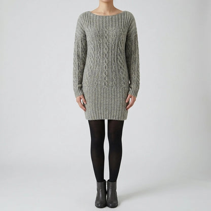 One shoulder sweater slimming dress — lifestyle