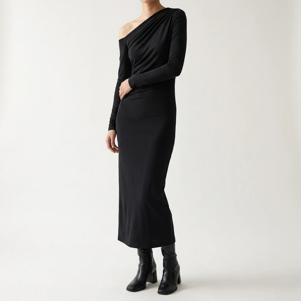 Long Dress Woman Asymmetric Midi Dresses for Women  Autumn Long Sleeve Office Bodycon Dress Female Party Dress — lifestyle