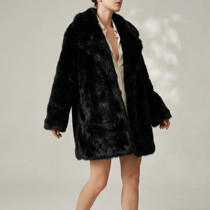 Collar faux fur coat jacket — lifestyle