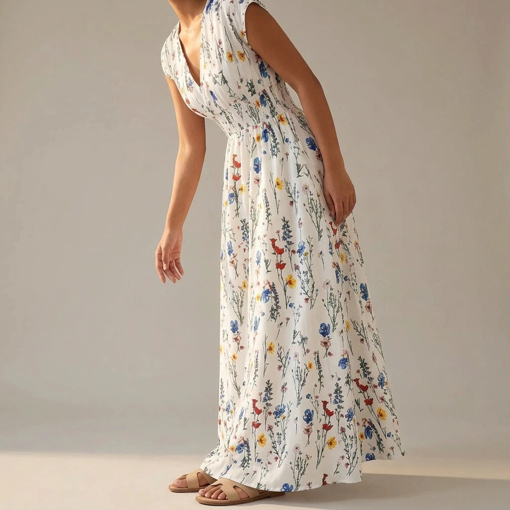 V-neck lace up dress — lifestyle