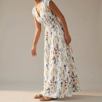 V-neck lace up dress — lifestyle