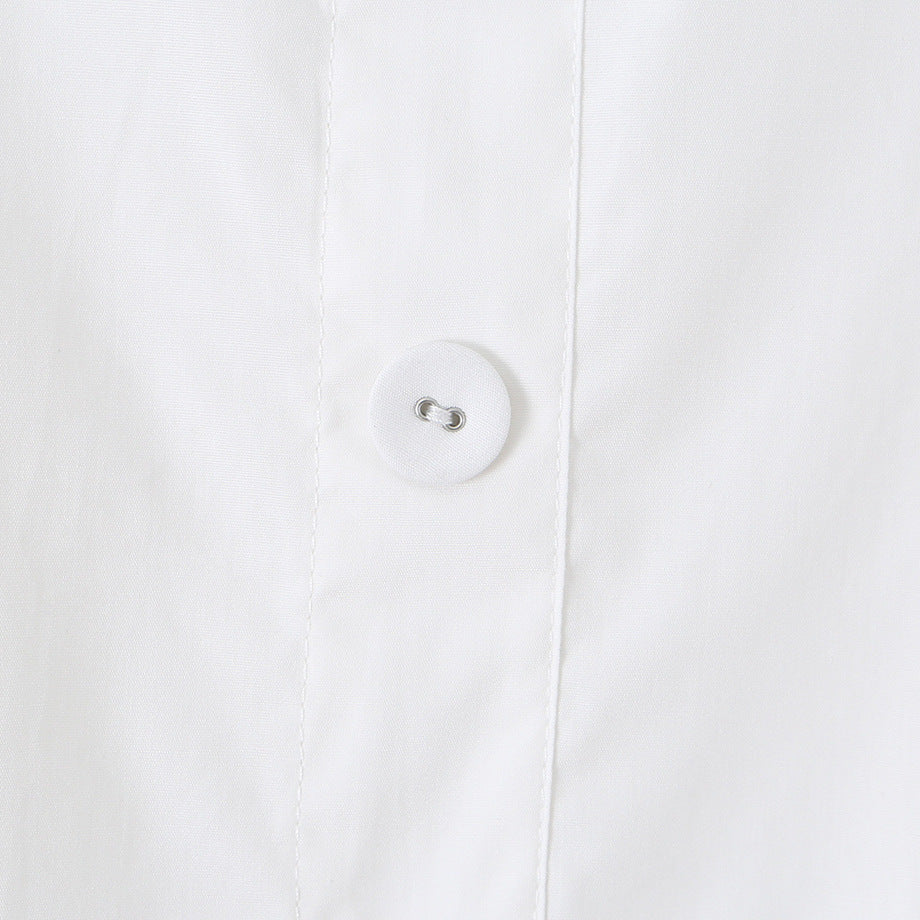 White Vintage Style Mid Length Dress, Strapless Button Up Sleeveless Elegant A-Line Summer Polyester